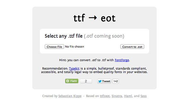 You can convert .ttf font file to .eot to use it for web fonts.